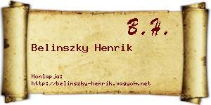 Belinszky Henrik névjegykártya